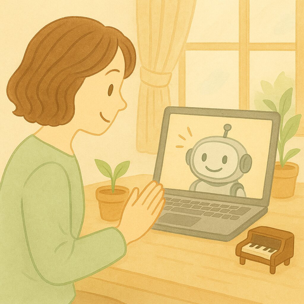 楽しそうにコミュニケーションをとっているAIと私